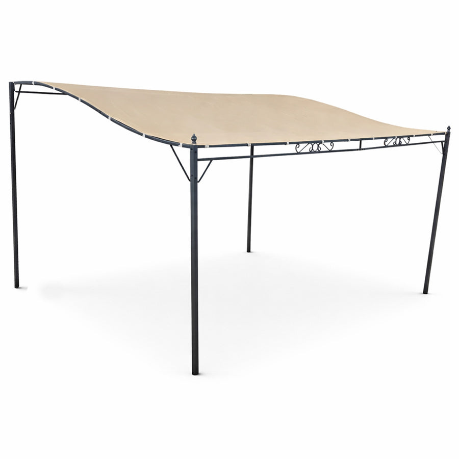 Paviljong 3 x 4 m – vågformad tak, stålram, 180 g polyesterduk, beige
