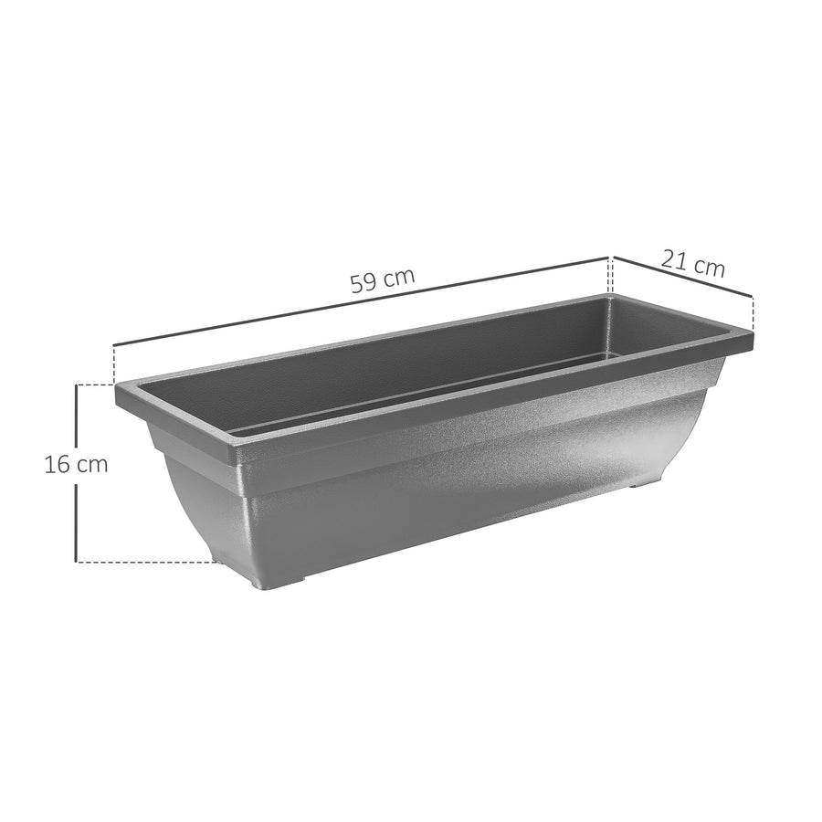 Pinottavat muoviset istutuslaatikot, 5 kpl, 59 x 21 x 16 cm, harmaa
