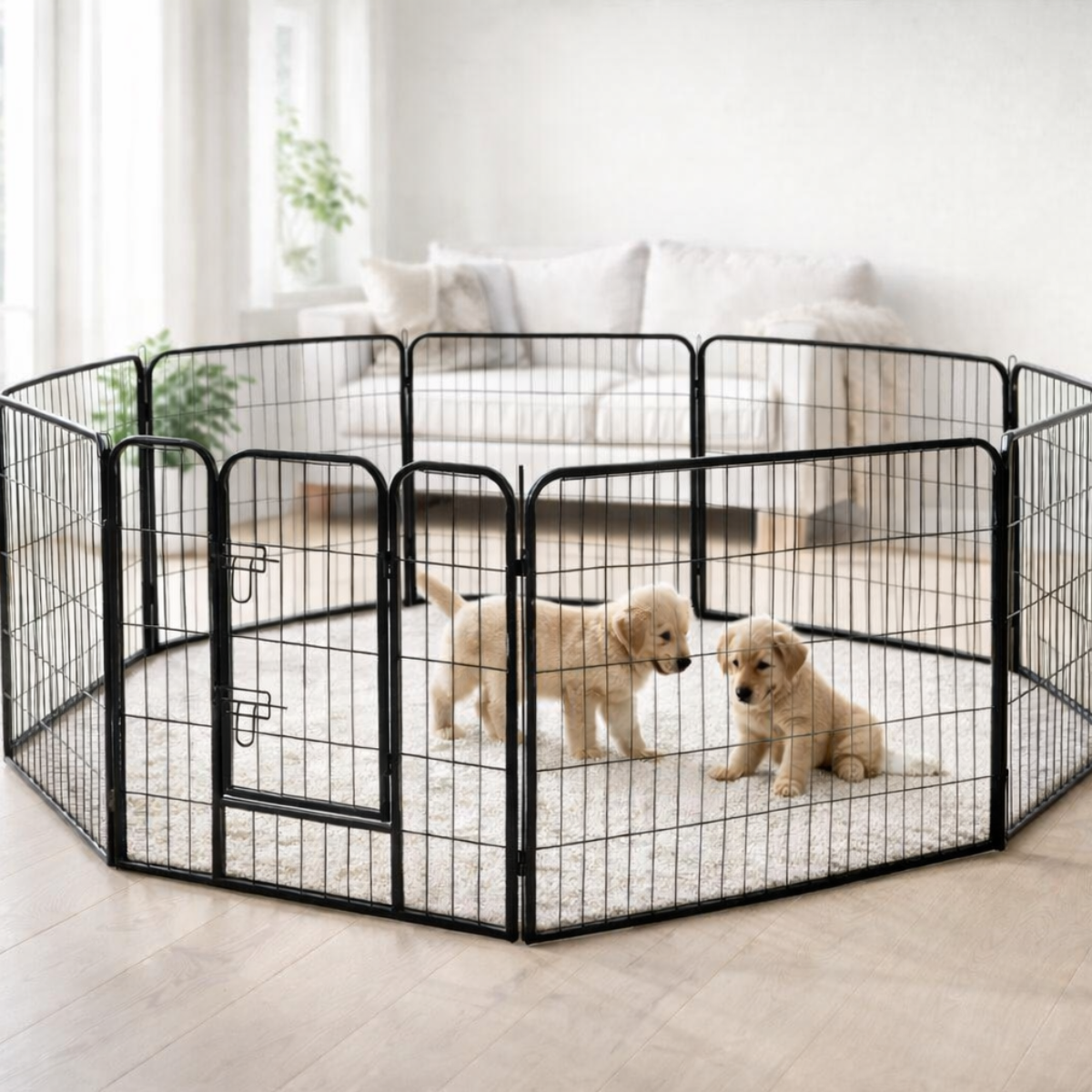 Pohjolan Lemmikkitarvike STRONG Pentuaitaus Pennuille, metallia, 77 x 100 cm, 8 palaa, Musta