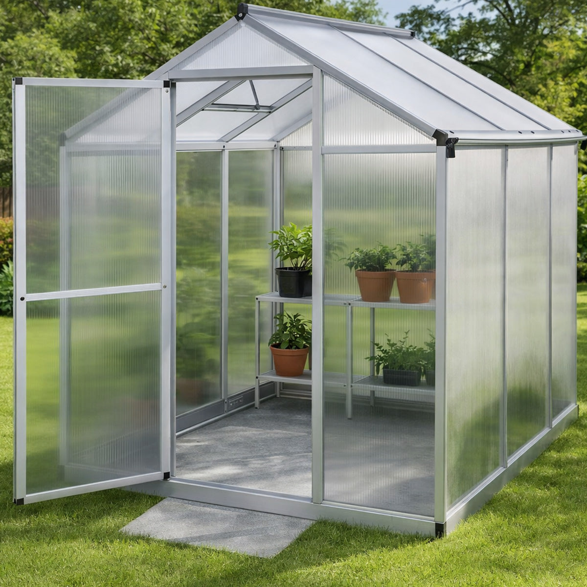 Pohjola Garden Kasvihuone 3,3m² Tukeva Runko, Paksut Paneelit, Sokkeli & Rännit - Helppo Koota