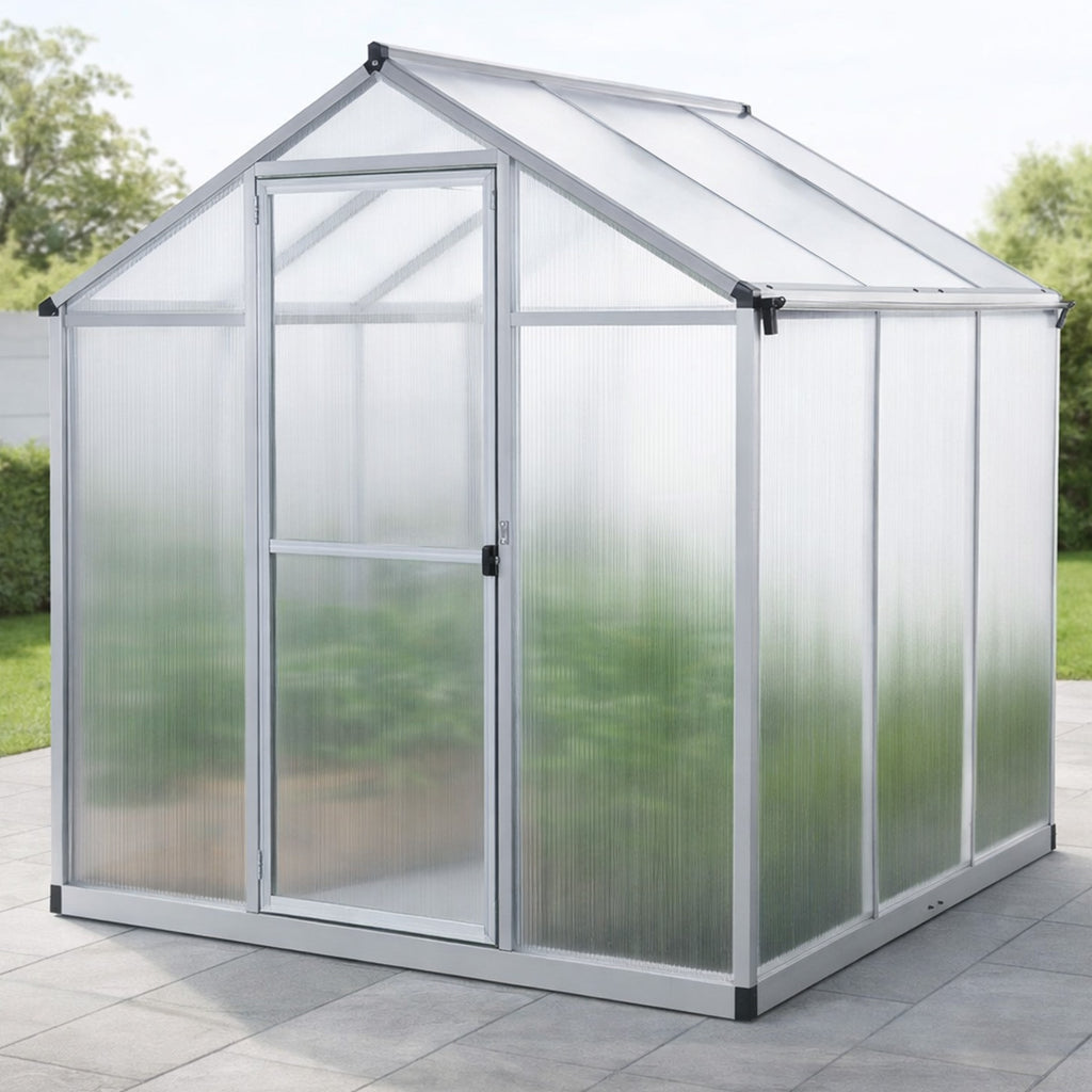 Kasvihuone 3,3 m² – 4 mm 610 g/m² kennolevyt, sokkeli, alumiinirunko