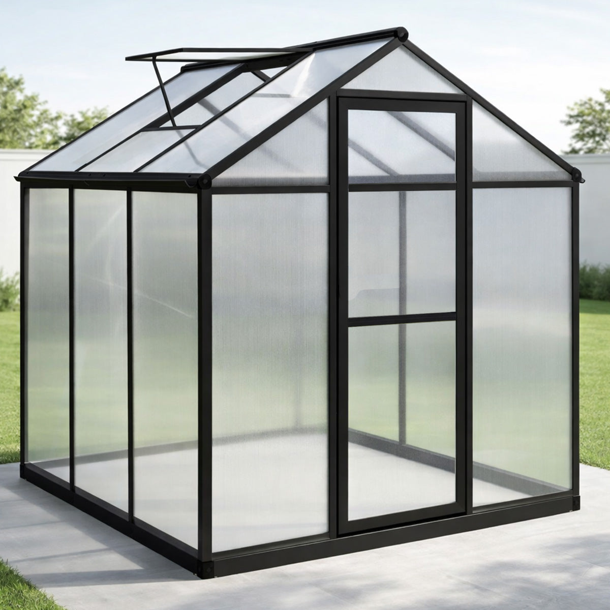 Pohjola Garden Kasvihuone 3,3m²: Tukeva Runko, Paksut Paneelit, Sokkeli & Rännit - Helppo Koota Musta