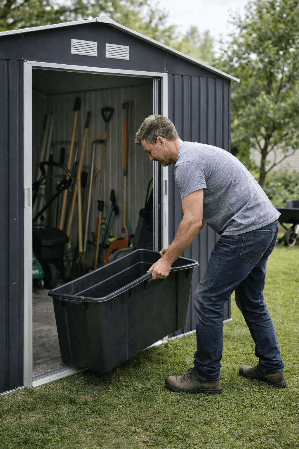 Pohjola Garden Pihavaja 8,8m2 Puutarhavaja, Peltivarasto, Työkaluvaja HARMAA + sokkeli