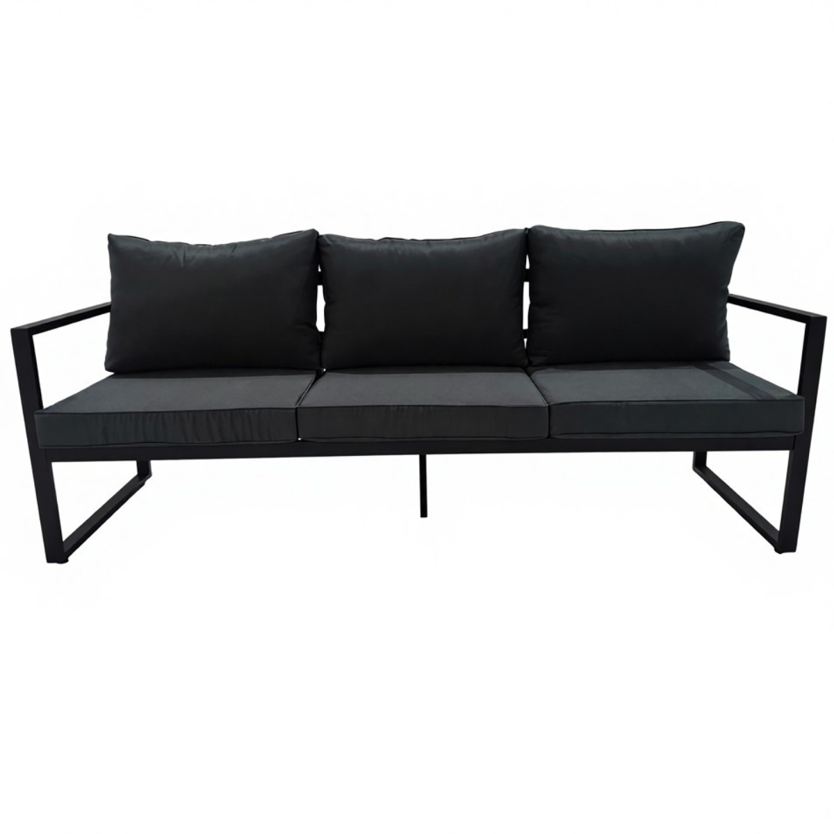 3-istuttava ulkosohva 190 cm – alumiinirunko, 8 cm tyynyt, harmaa