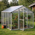 Växthus 4,6 m² – 4 mm cellplåt, aluminiumram, sockel och rännor