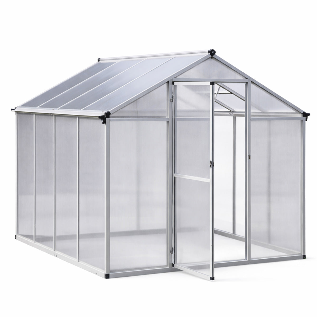 Pohjola Garden Växthus 4,6 m²: Stabil ram, tjocka paneler, bas och rännor – Lätt att montera