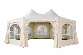 Pagoda festtält 4,4 x 6 m – 240 g/m² tyg, PVC-fönster, vitt