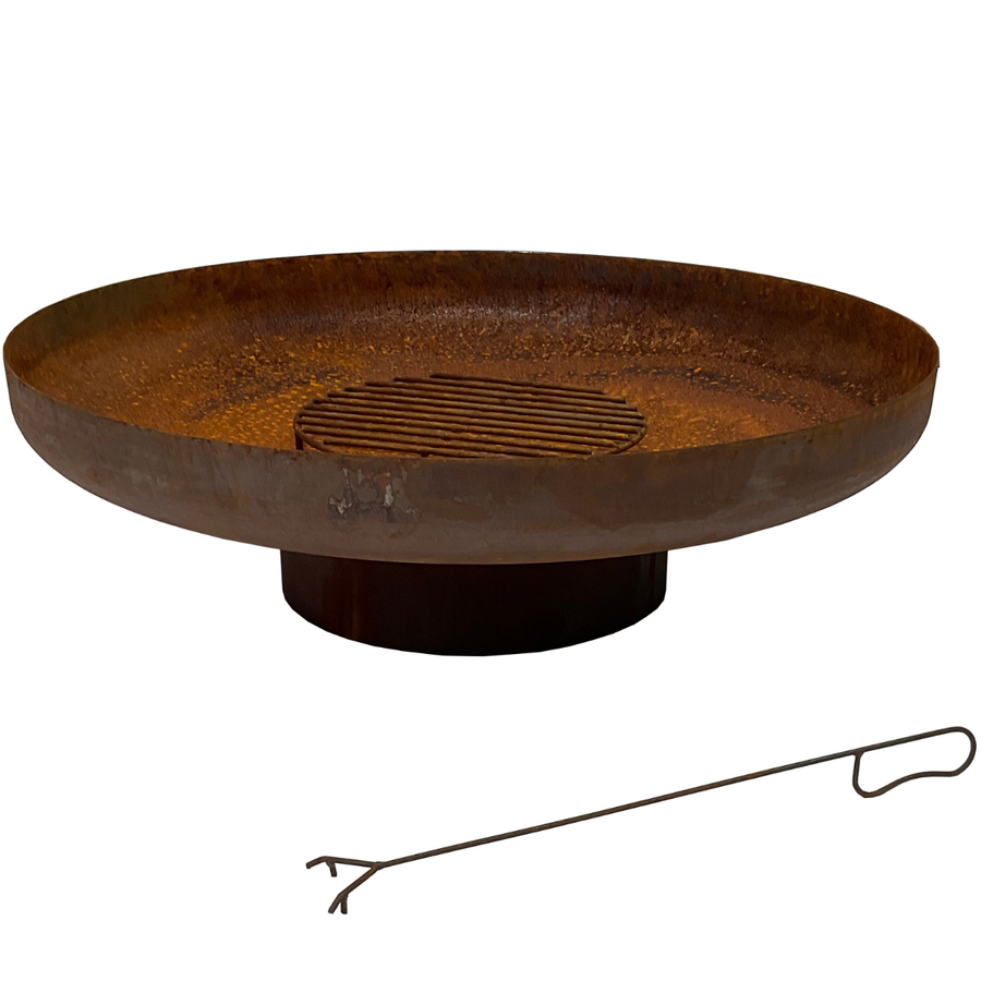 Ulkotulisija 100 cm – Corten-teräs, 40 cm grilliritilä, 30 cm korkeus