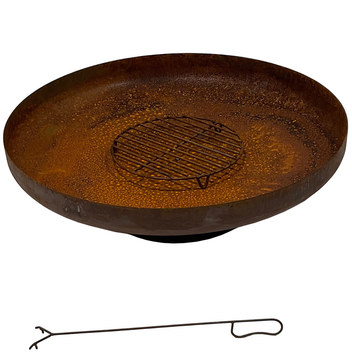 Ulkotulisija 100 cm – Corten-teräs, 40 cm grilliritilä, 30 cm korkeus