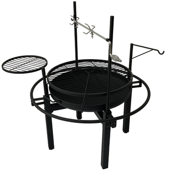 Multifunktionell utomhuseldstad 86 x 86 cm – 60 cm eldstad, 2 grillgaller, grillspett