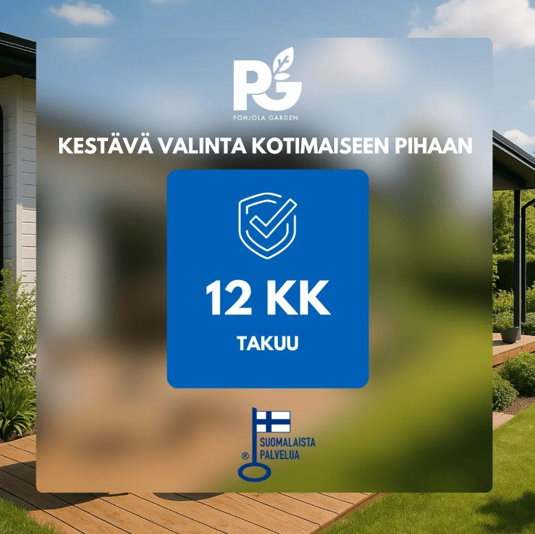 Paviljonki 300 x 400 cm – kalteva katto, galvanoitu teräsrunko, 180 g polyesterikatos