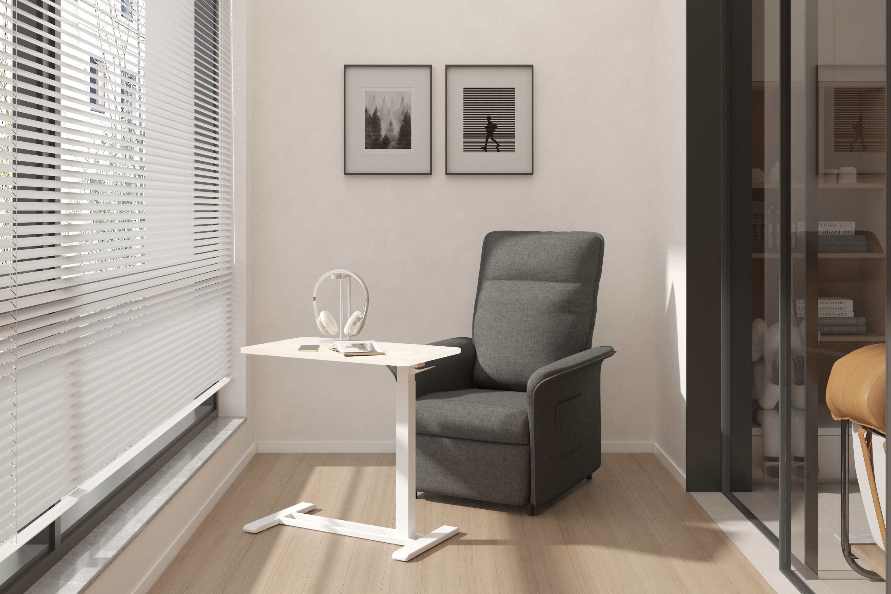 Flexispot Säädettävä Sivupöytä 70 x 40cm, Valkoinen