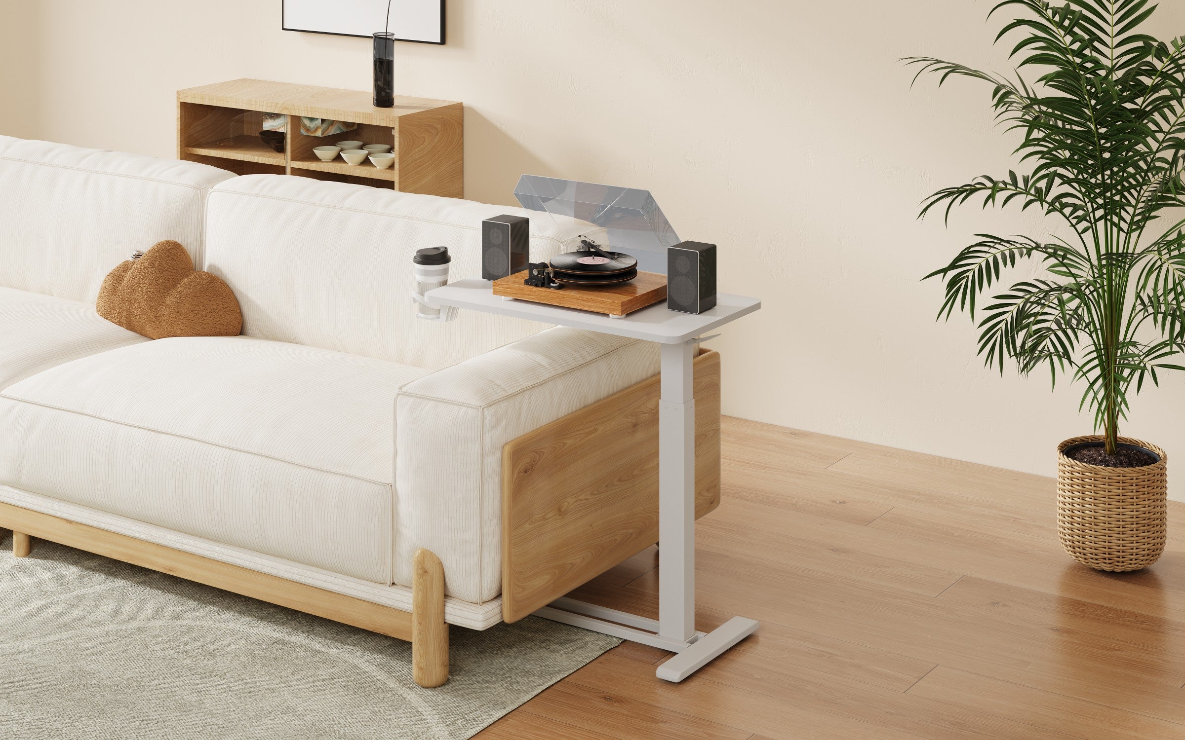 Flexispot Säädettävä Sivupöytä 70 x 40cm, Valkoinen