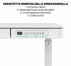 Pohjola Indoor Sähköpöytä 120 x 60cm laatikolla, Valkoinen