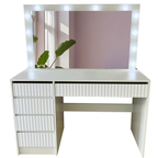 Pohjola Indoor AURORA, stort sminkbord med belysning och lådor, 120 x 55 x 75 cm, vitt