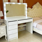 Pohjola Indoor AURORA, stort sminkbord med belysning och lådor, 120 x 55 x 75 cm, vitt