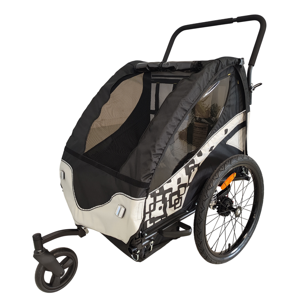 Pohjola Motors  Polkupyörän peräkärry 2-in-1 PACE Musta, 2 lapselle, Max. 40 kg