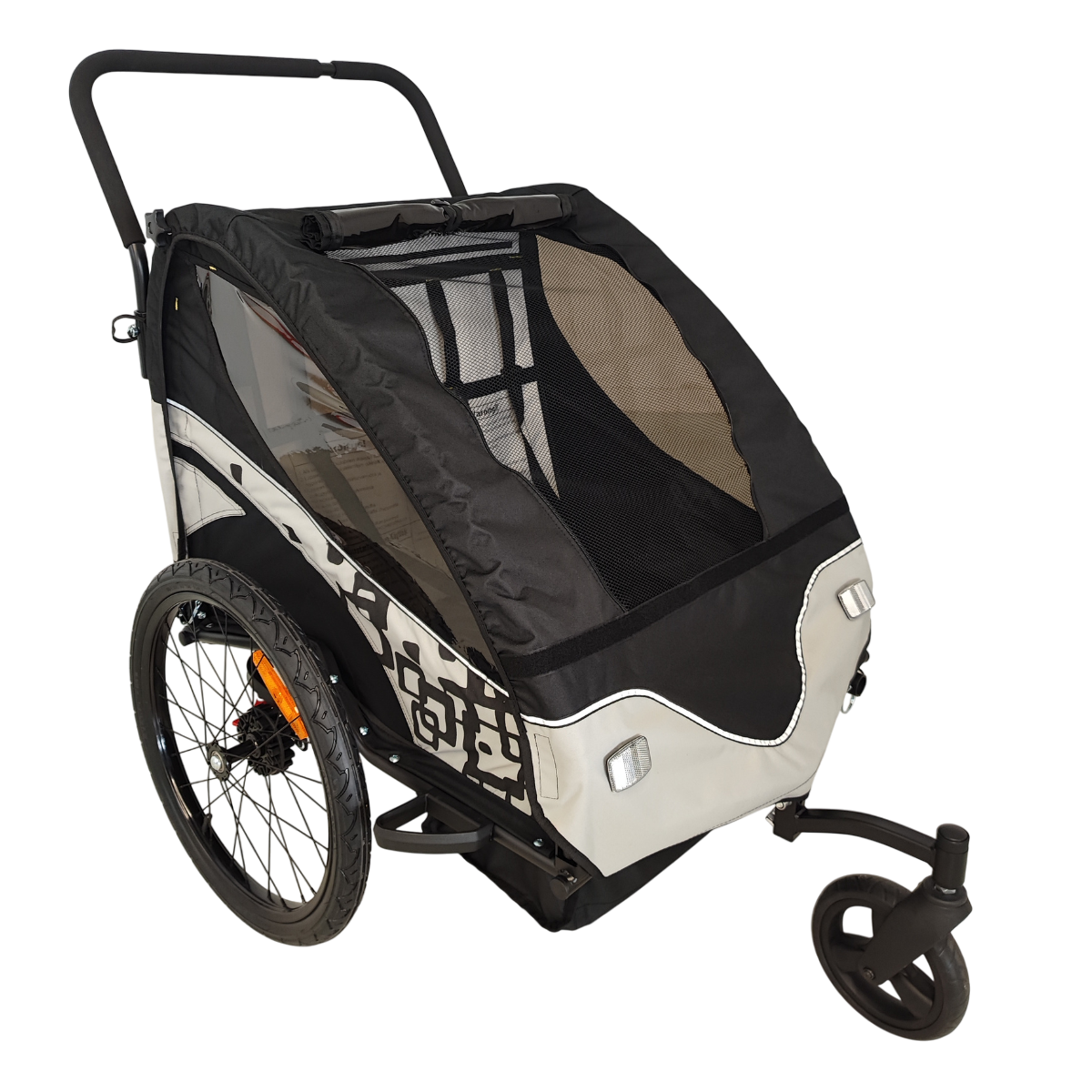 Pohjola Motors  Polkupyörän peräkärry 2-in-1 PACE Musta, 2 lapselle, Max. 40 kg