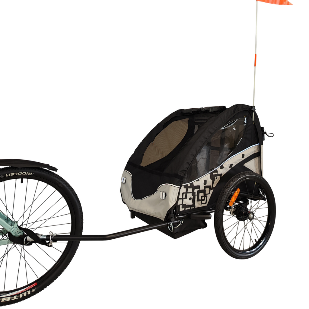 Pohjola Motors  Polkupyörän peräkärry 2-in-1 PACE Musta, 2 lapselle, Max. 40 kg