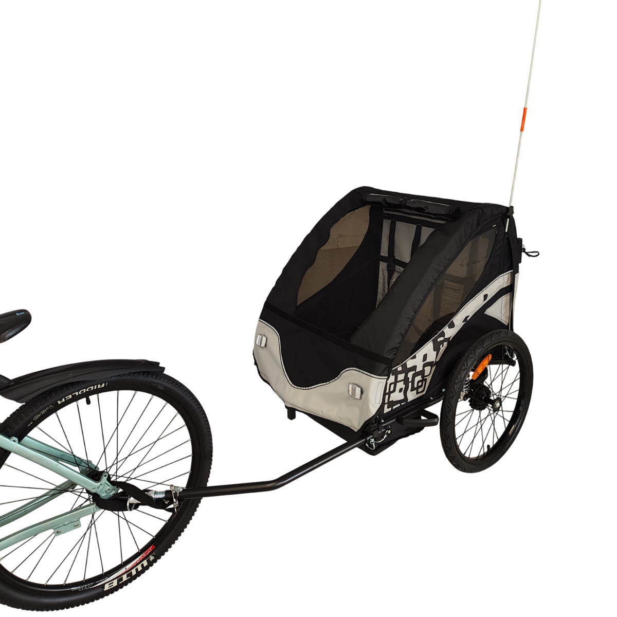 Pohjola Motors  Polkupyörän peräkärry 2-in-1 PACE Musta, 2 lapselle, Max. 40 kg