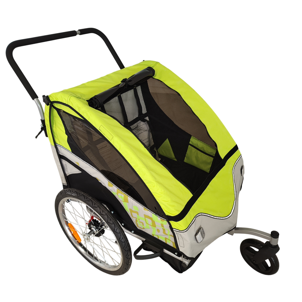 Pohjola Motors  Polkupyörän peräkärry 2-in-1 PACE Vihreä, 2 lapselle, Max. 40 kg