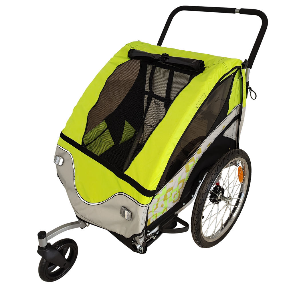 Pohjola Motors  Polkupyörän peräkärry 2-in-1 PACE Vihreä, 2 lapselle, Max. 40 kg