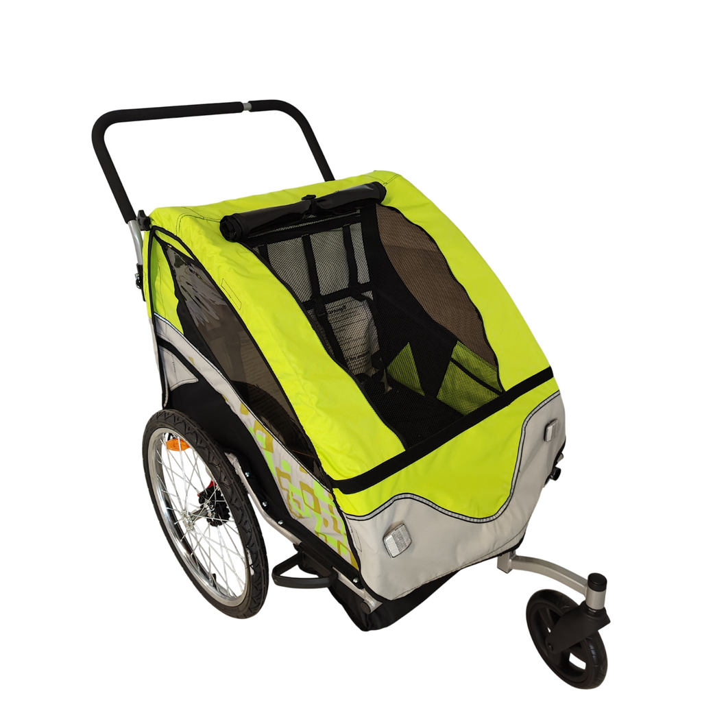 Pohjola Motors  Polkupyörän peräkärry 2-in-1 PACE Vihreä, 2 lapselle, Max. 40 kg