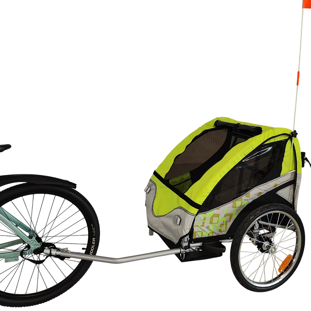 Pohjola Motors  Polkupyörän peräkärry 2-in-1 PACE Vihreä, 2 lapselle, Max. 40 kg