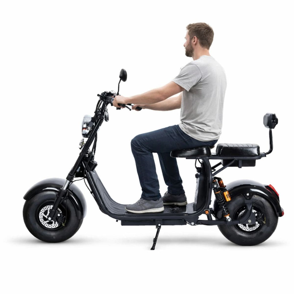 Pohjola Motors Sähköskootteri DUO 1000W, 25km/h, 60V12AH Tupla-akuilla Musta