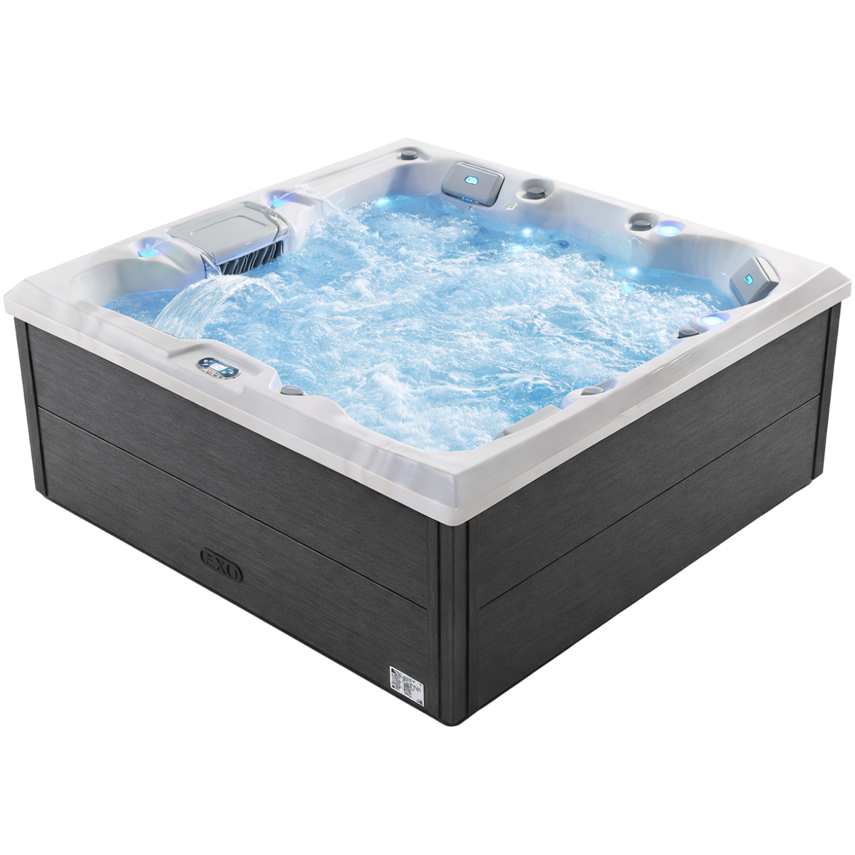 Pohjola Spa LUXUS Utomhusbadtunna 215x215 cm, 55 jetstrålar, LED-belysning, WIFI