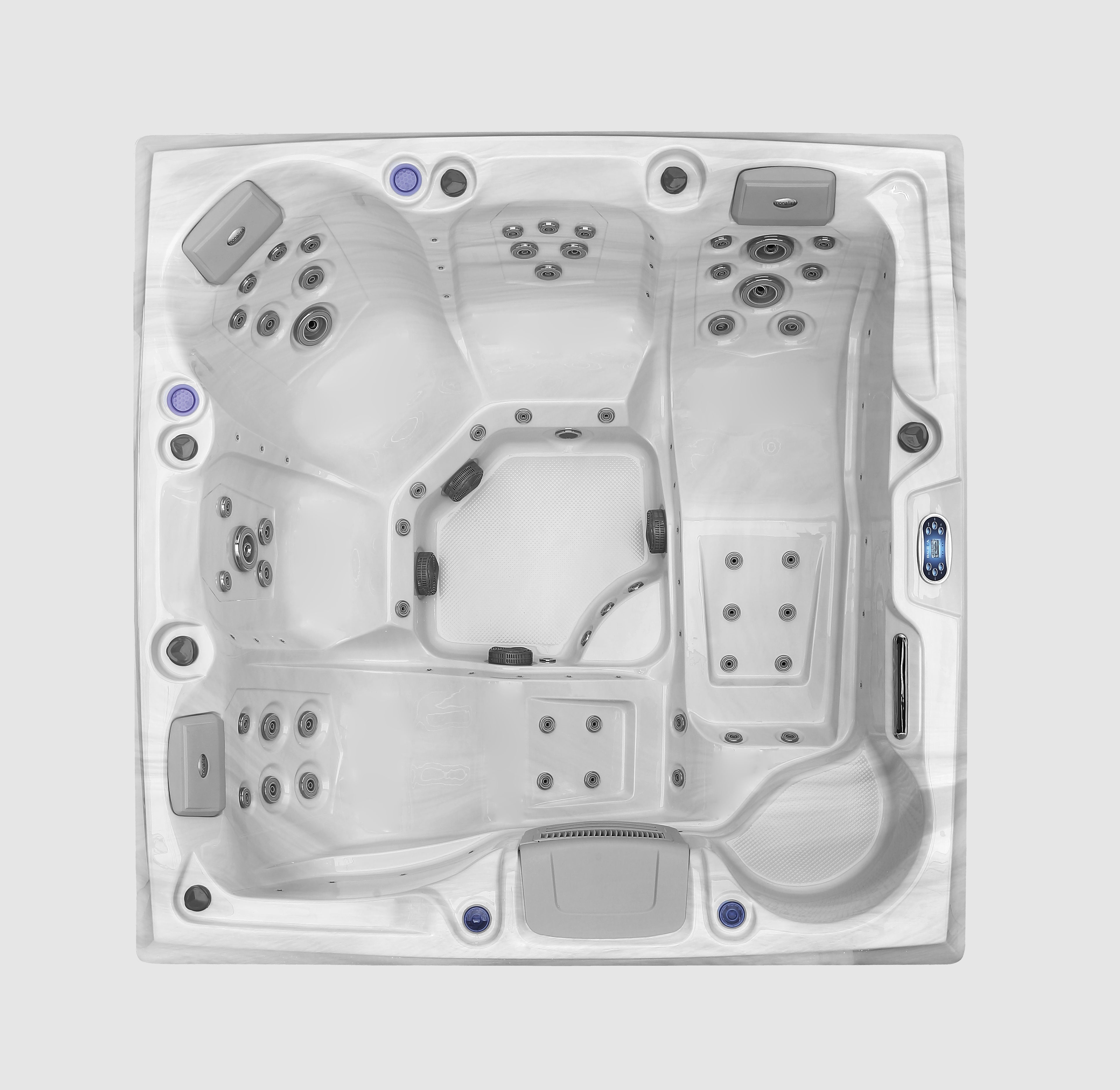 Pohjola Spa LUXUS Utomhusbadtunna 215x215 cm, 55 jetstrålar, LED-belysning, WIFI