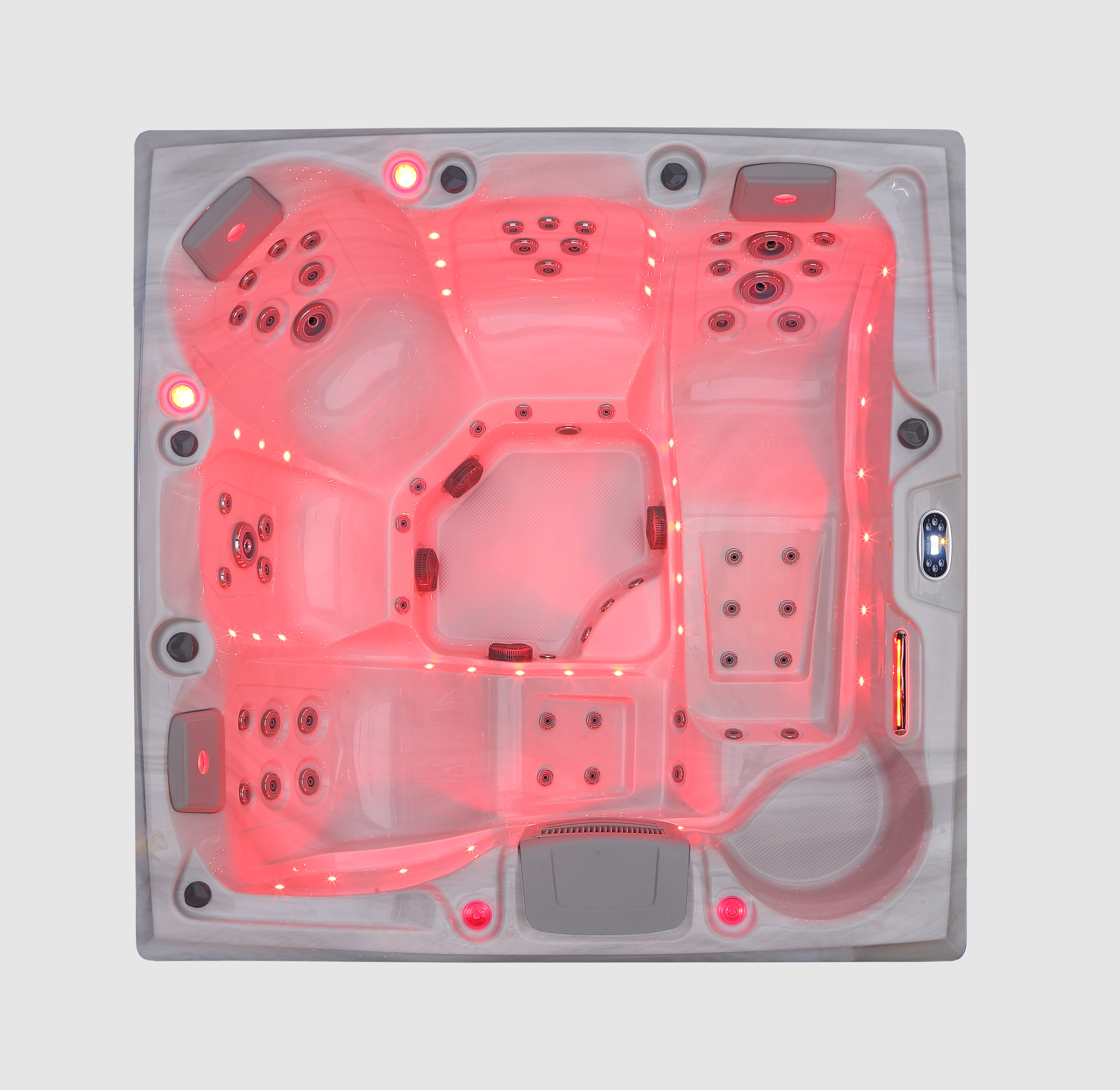 Pohjola Spa LUXUS Utomhusbadtunna 215x215 cm, 55 jetstrålar, LED-belysning, WIFI