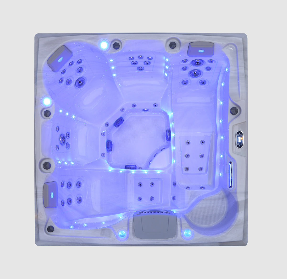 Utomhuspool 215 x 215 cm – 55 munstycken, Balboa WIFI, 39 LED-lampor