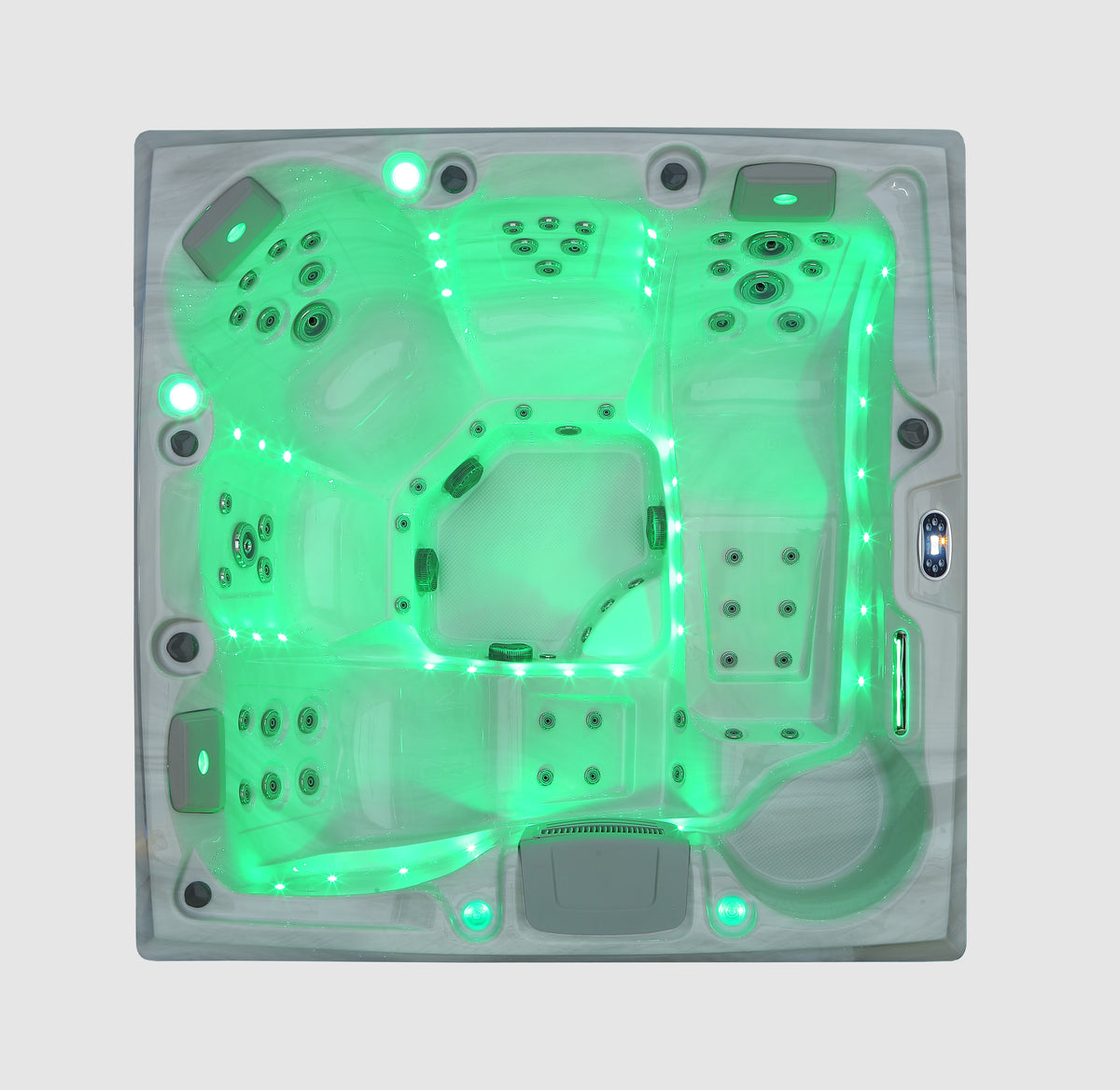 Utomhuspool 215 x 215 cm – 55 munstycken, Balboa WIFI, 39 LED-lampor