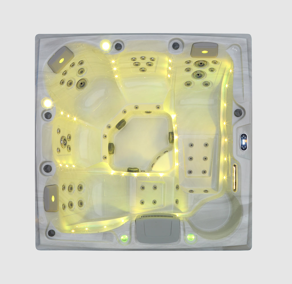 Pohjola Spa LUXUS Utomhusbadtunna 215x215 cm, 55 jetstrålar, LED-belysning, WIFI