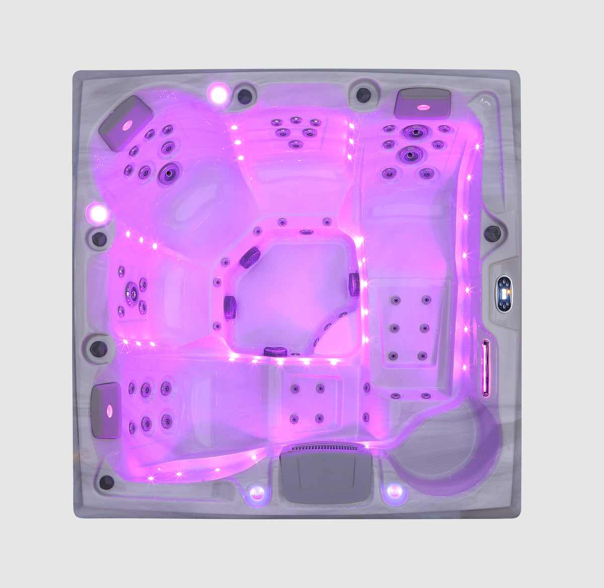 Utomhuspool 215 x 215 cm – 55 munstycken, Balboa WIFI, 39 LED-lampor