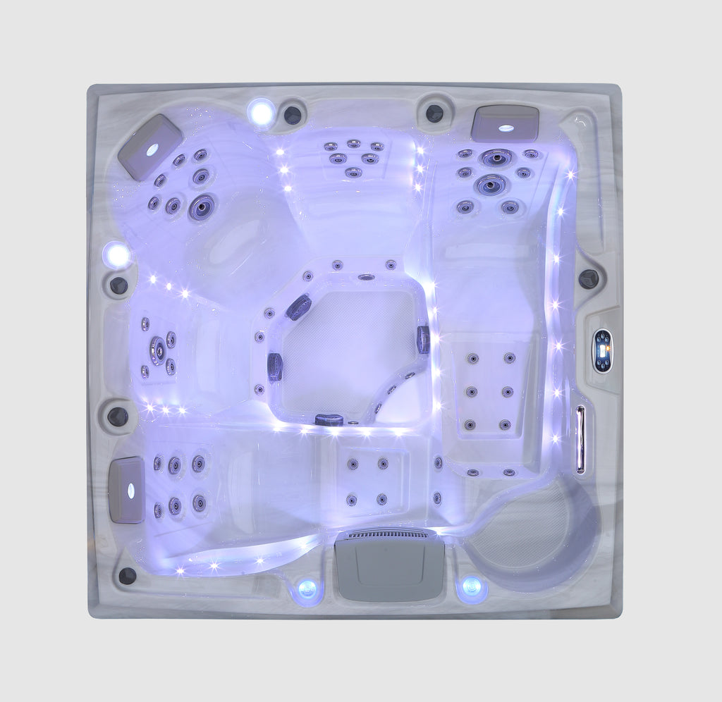 Pohjola Spa LUXUS Utomhusbadtunna 215x215 cm, 55 jetstrålar, LED-belysning, WIFI