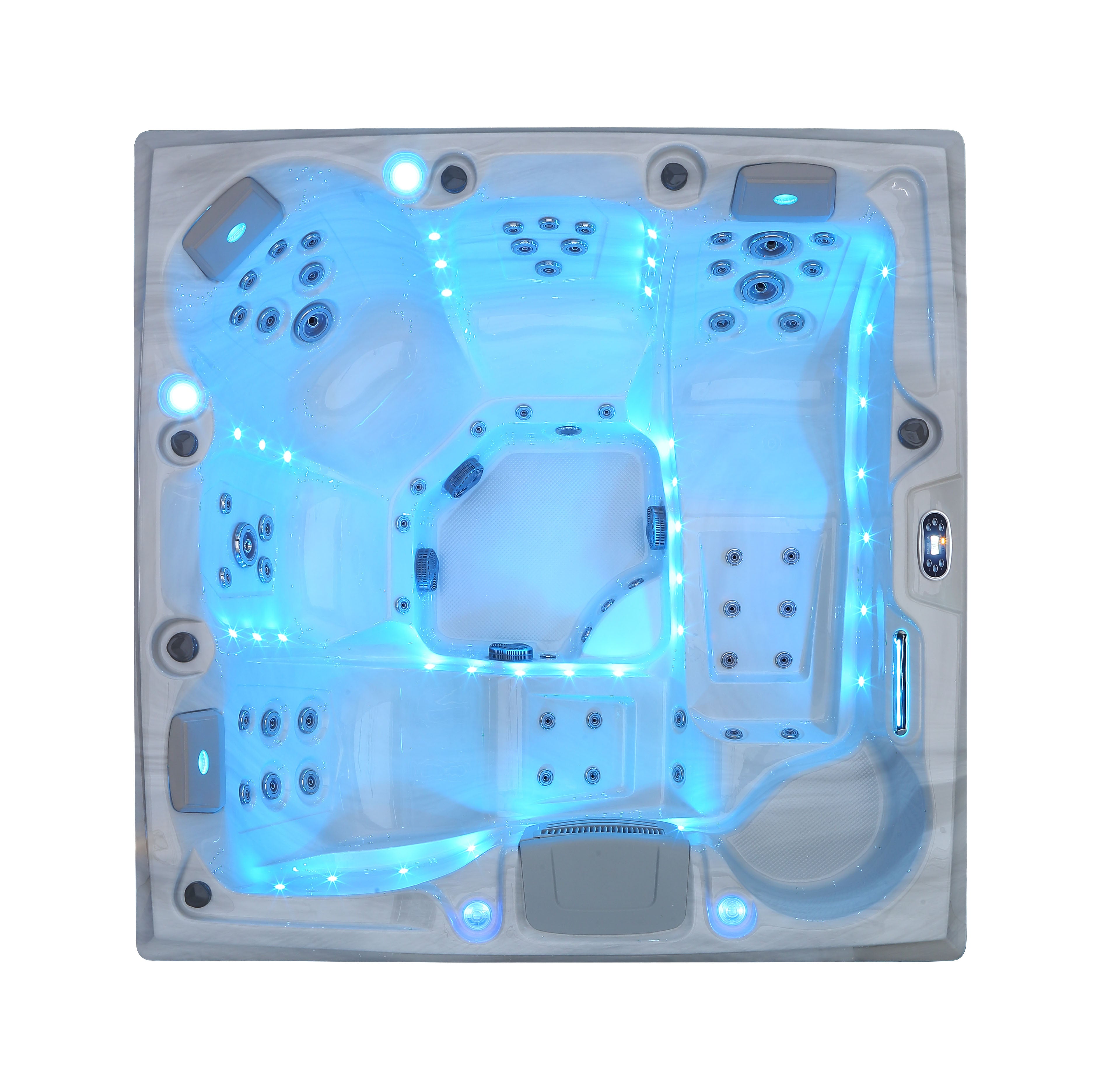 Pohjola Spa LUXUS Utomhusbadtunna 215x215 cm, 55 jetstrålar, LED-belysning, WIFI