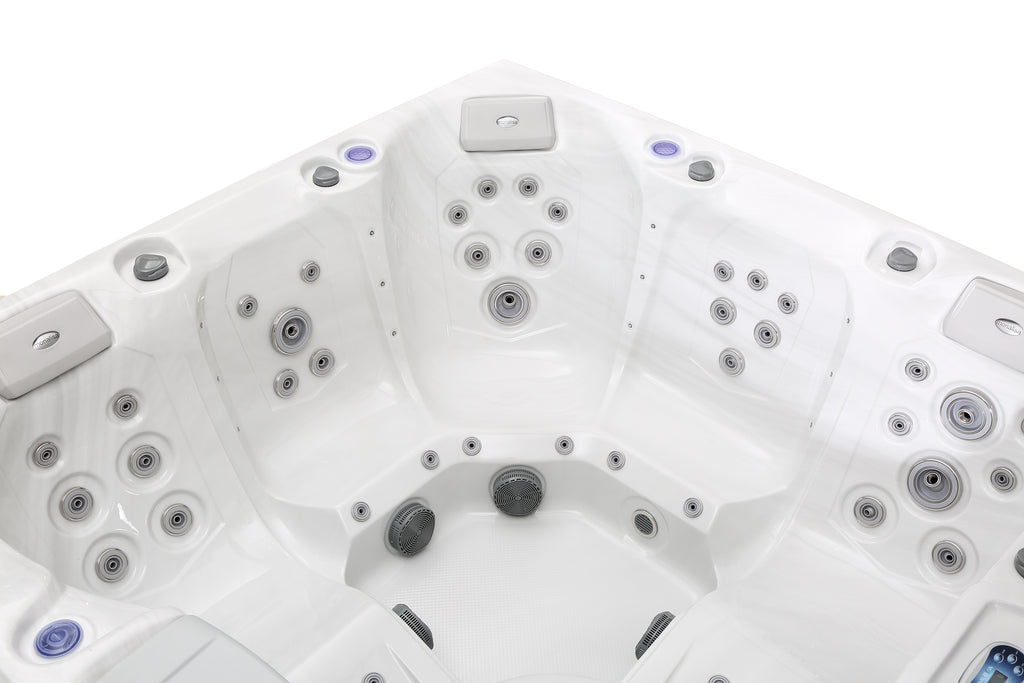 Pohjola Spa LUXUS Utomhusbadtunna 215x215 cm, 55 jetstrålar, LED-belysning, WIFI