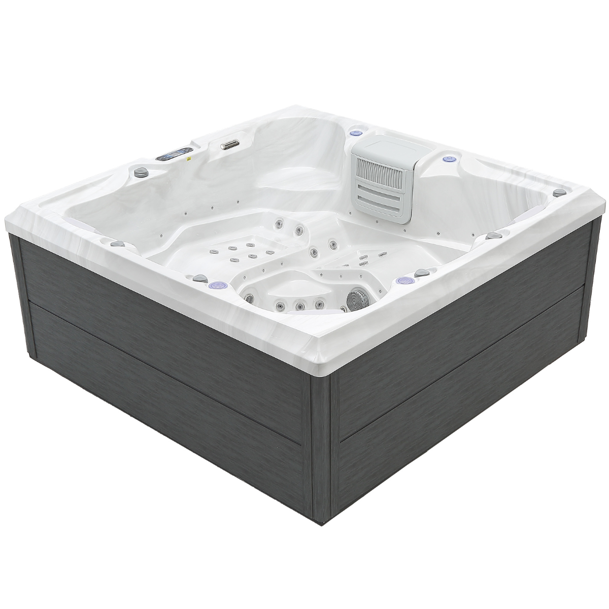 Utomhuspool 215 x 215 cm – 55 munstycken, Balboa WIFI, 39 LED-lampor