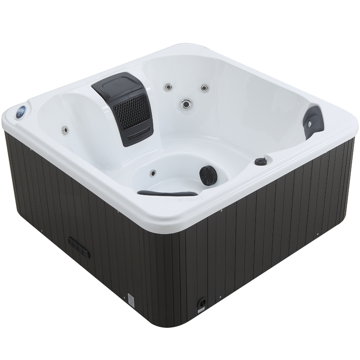 Pohjola Spa Utomhusbadtunna 160 x 160 cm, 4 personer, 12 jetstrålar, Grå WIFI Balboa