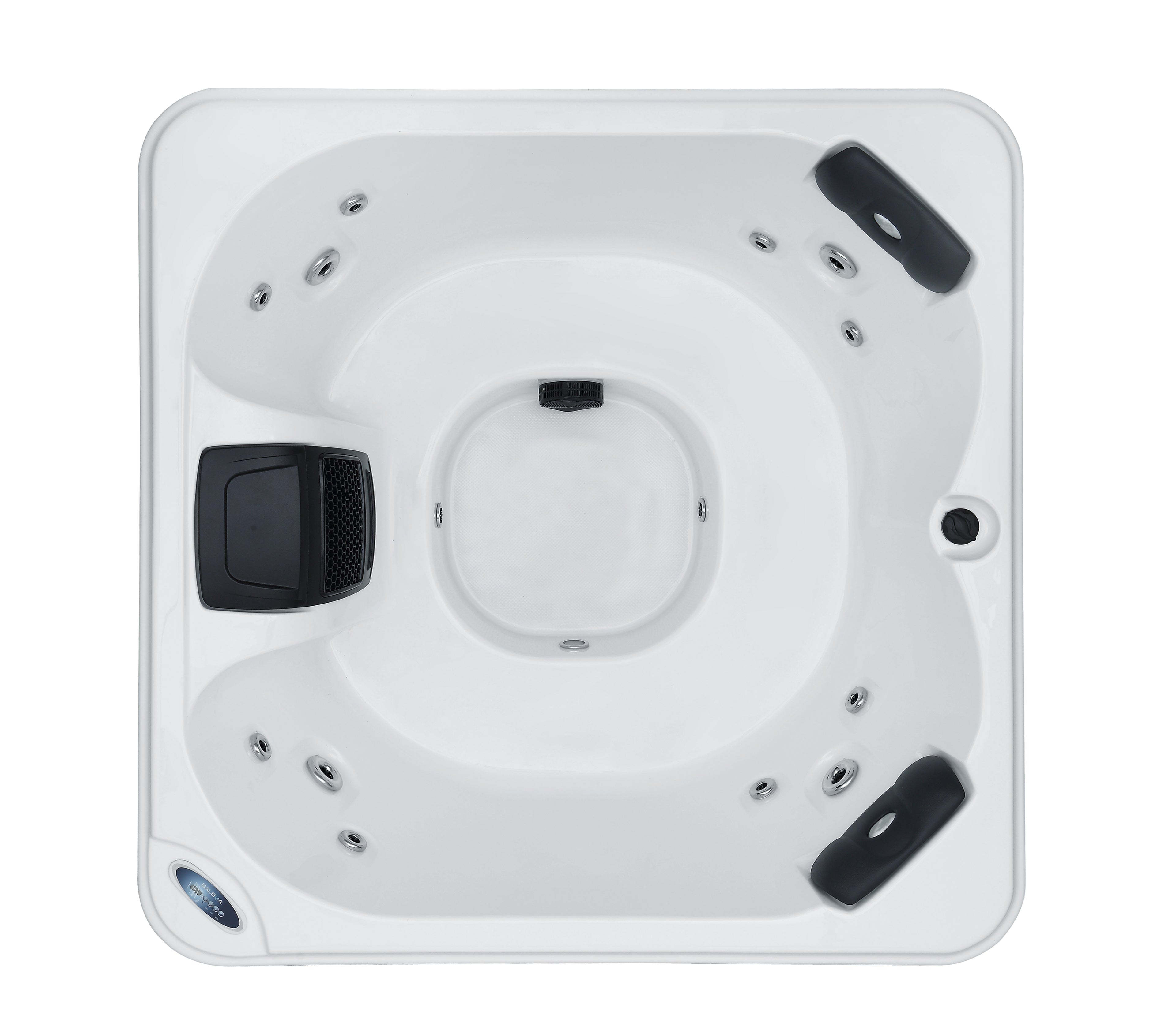 Pohjola Spa Utomhusbadtunna 160 x 160 cm, 4 personer, 12 jetstrålar, Grå WIFI Balboa