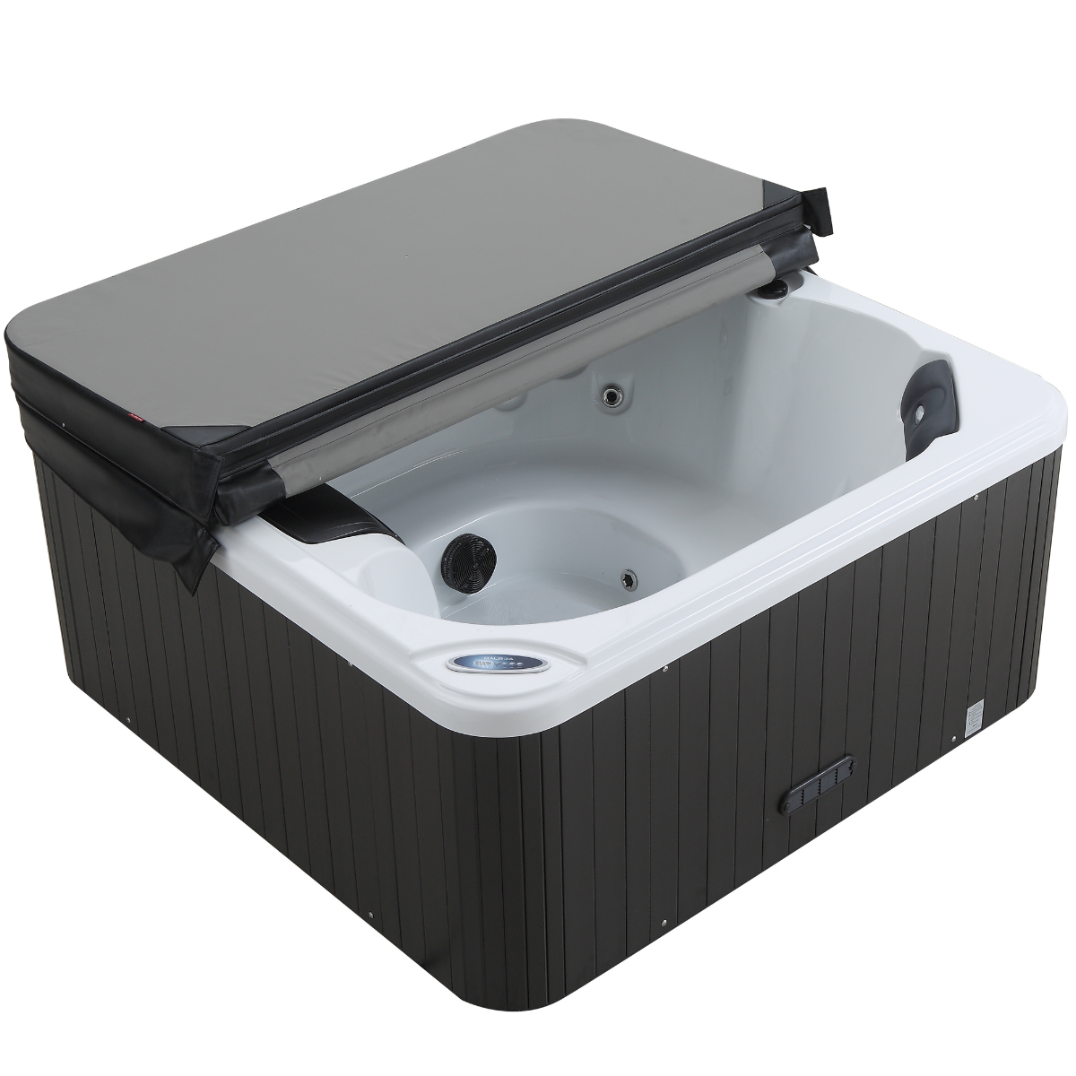 Pohjola Spa Utomhusbadtunna 160 x 160 cm, 4 personer, 12 jetstrålar, Grå WIFI Balboa