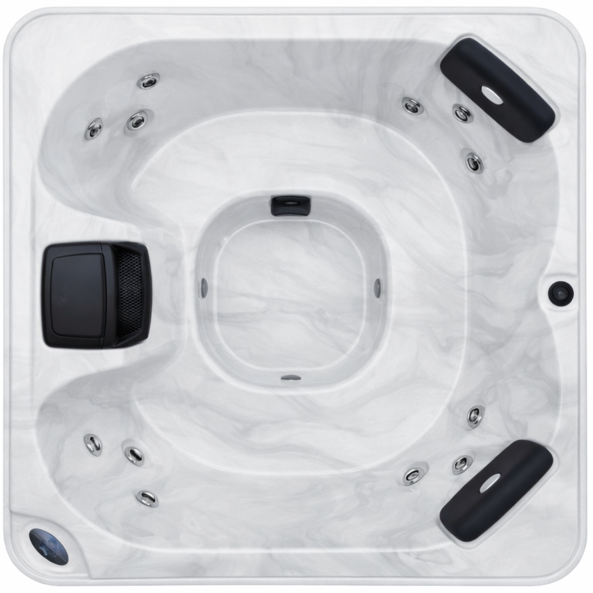 Pohjola Spa Utomhusbadtunna 160 x 160 cm, 4 personer, 12 jetstrålar, Grå WIFI Balboa