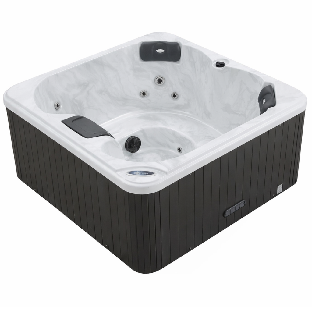 Pohjola Spa Utomhusbadtunna 160 x 160 cm, 4 personer, 12 jetstrålar, Grå WIFI Balboa