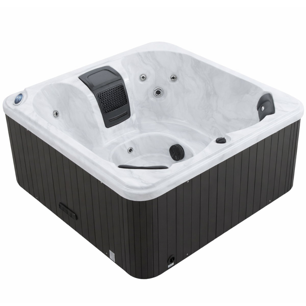 Pohjola Spa Utomhusbadtunna 160 x 160 cm, 4 personer, 12 jetstrålar, Grå WIFI Balboa