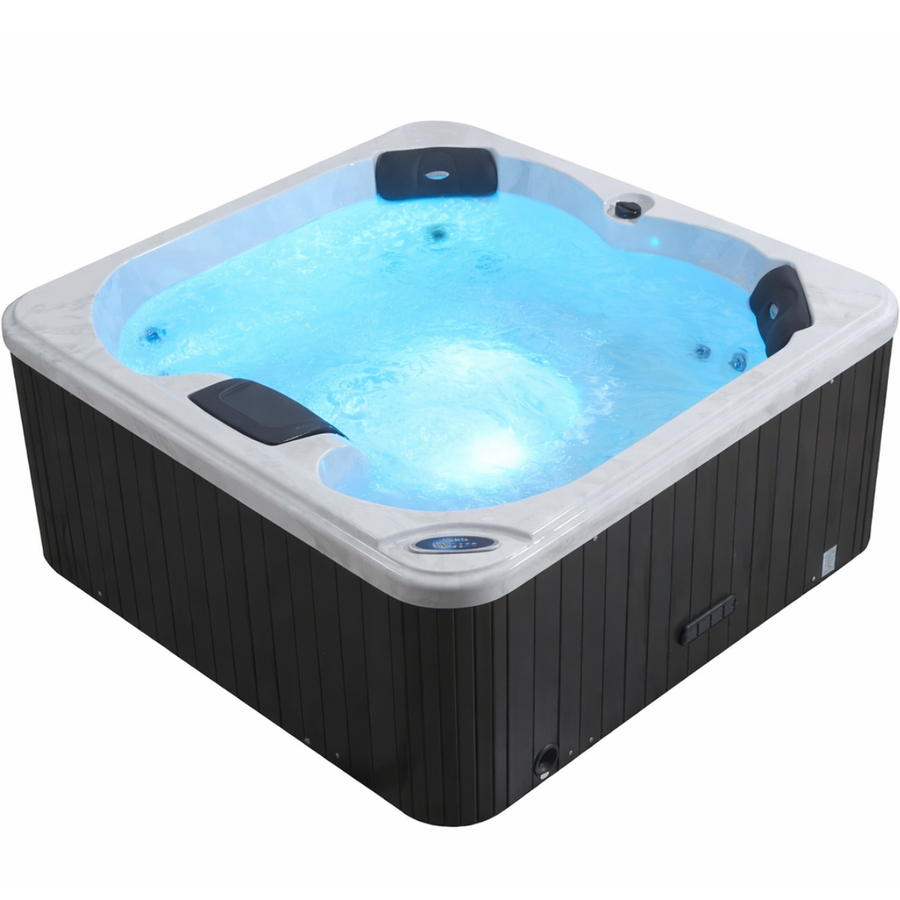 Utomhuspool 160 x 160 cm – 4 personer, 12 munstycken, Balboa-styrning, Bluetooth