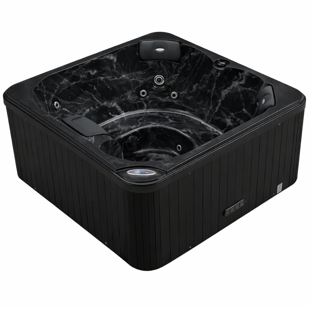 Pohjola Spa Utomhusbadtunna 160 x 160 cm, 4 personer, 12 jetstrålar, Grå WIFI Balboa