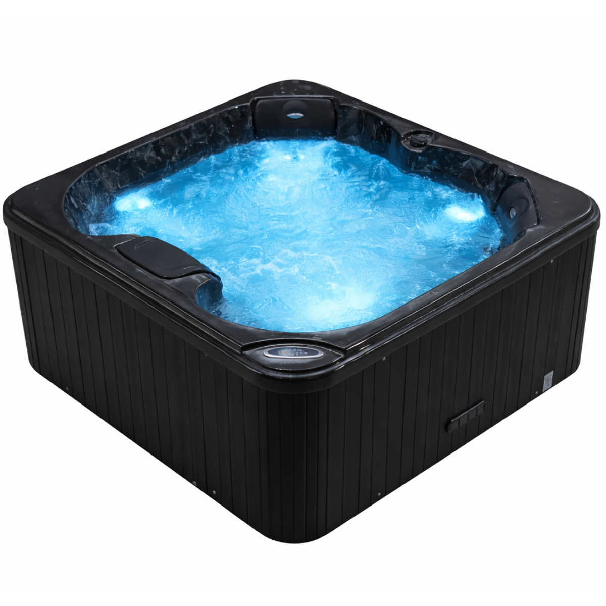 Pohjola Spa Utomhusbadtunna 160 x 160 cm, 4 personer, 12 jetstrålar, Grå WIFI Balboa