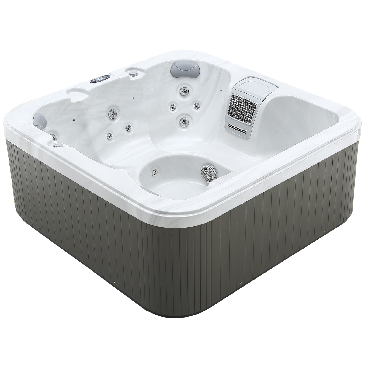 Pohjola Spa Utomhusbadtunna 190x190 cm, 25 jetstrålar, LED-belysning, WIFI